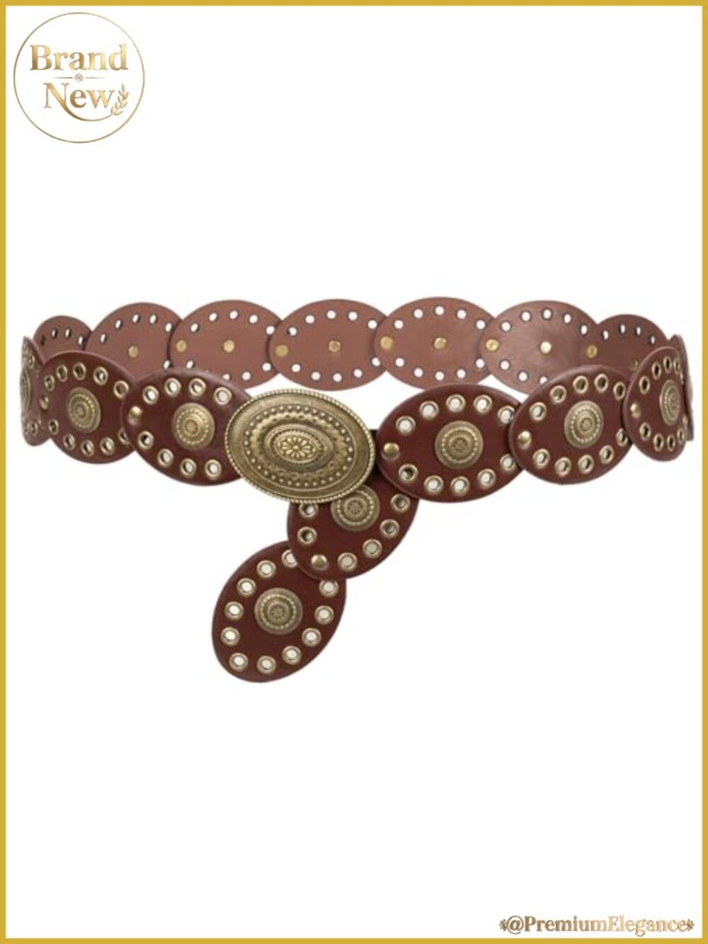 PU Leather Western Wide Disc Belt Vintage Cowboy Cowgirl Waist Belt